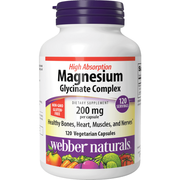Magnesium Glycinate Complex 200 mg 120 Vegetarian Capsules, image-hi-res