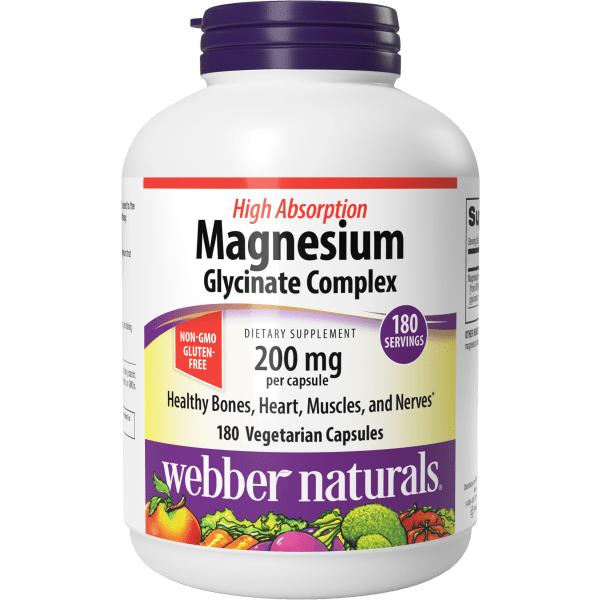 Magnesium Glycinate Complex 200 mg 180 Vegetarian Capsules, image-hi-res