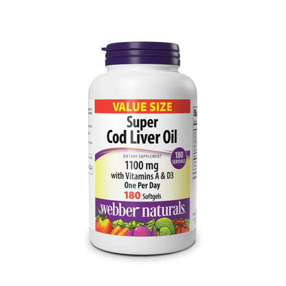 Super Cod Liver Oil with Vitamins A & D3  1100 mg  180 Softgels, image-hi-res