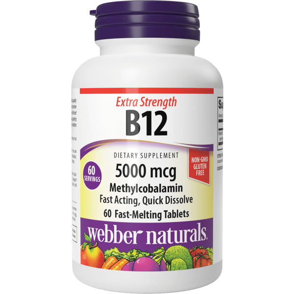 Extra Strength B12 Methylcobalamin  5000 mcg  60 Fast-melting Tablets, image-hi-res
