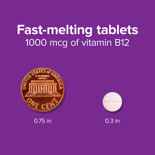 B12 1000 mcg Methylcobalamin Fast-Melting Tablets, image-enhanced-pill