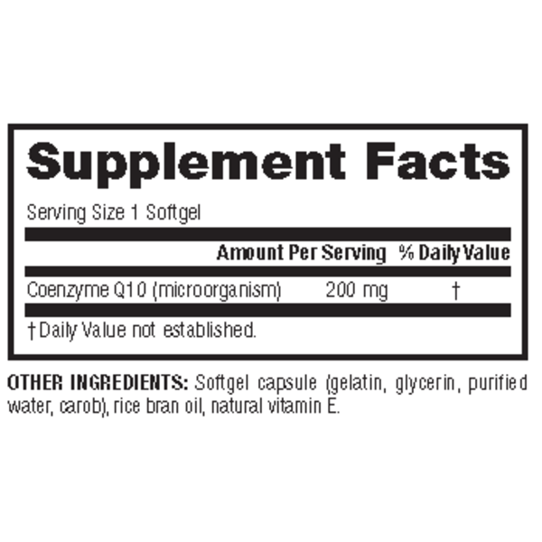 Coenzyme Q10  200 mg  60 Softgels, image-supplement-facts