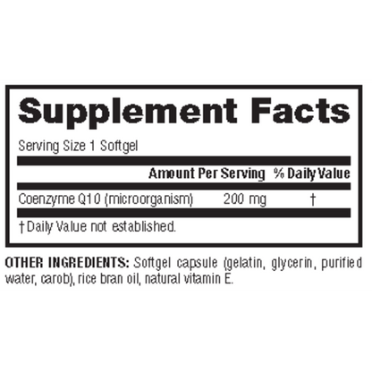 Coenzyme Q10  200 mg  60 Softgels, image-supplement-facts