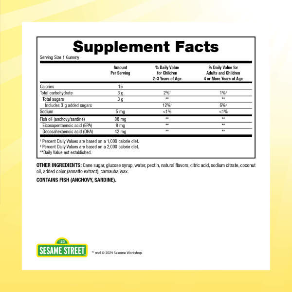 Omega-3 with DHA  50 mg  120 Gummies Orange • Lemon, image-supplement-facts