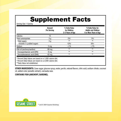 Omega-3 with DHA  50 mg  120 Gummies Orange • Lemon, image-supplement-facts