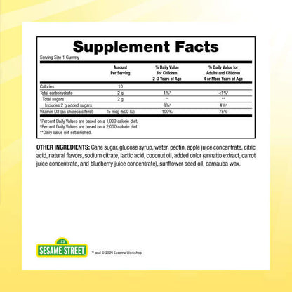Vitamin D3  600 IU  180 Vegetarian Gummies Mixed Berry • Peach • Strawberry, image-supplement-facts