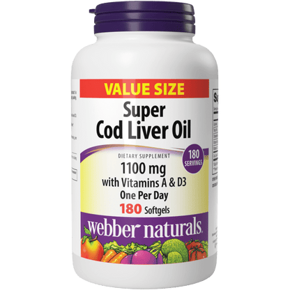 Super Cod Liver Oil with Vitamins A & D3  1100 mg  180 Softgels, image-hi-res